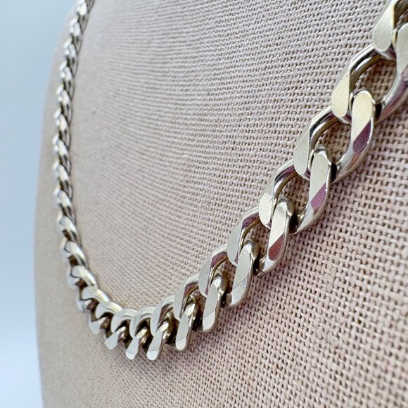VTG Sterling Silver 925 Heavy Curb Link Chain Necklace Size 20.5" Length - Picture 3 of 10